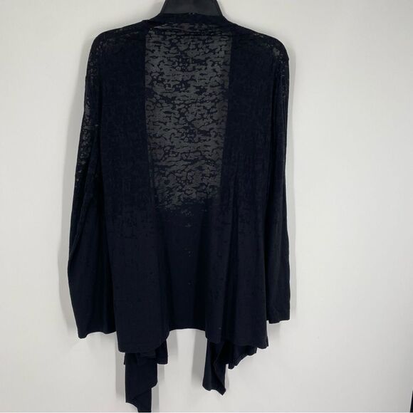 Calvin Klein Women’s Open Waterfall Front Black Sheer Long Sleeve Cardigan L - Picture 3 of 3